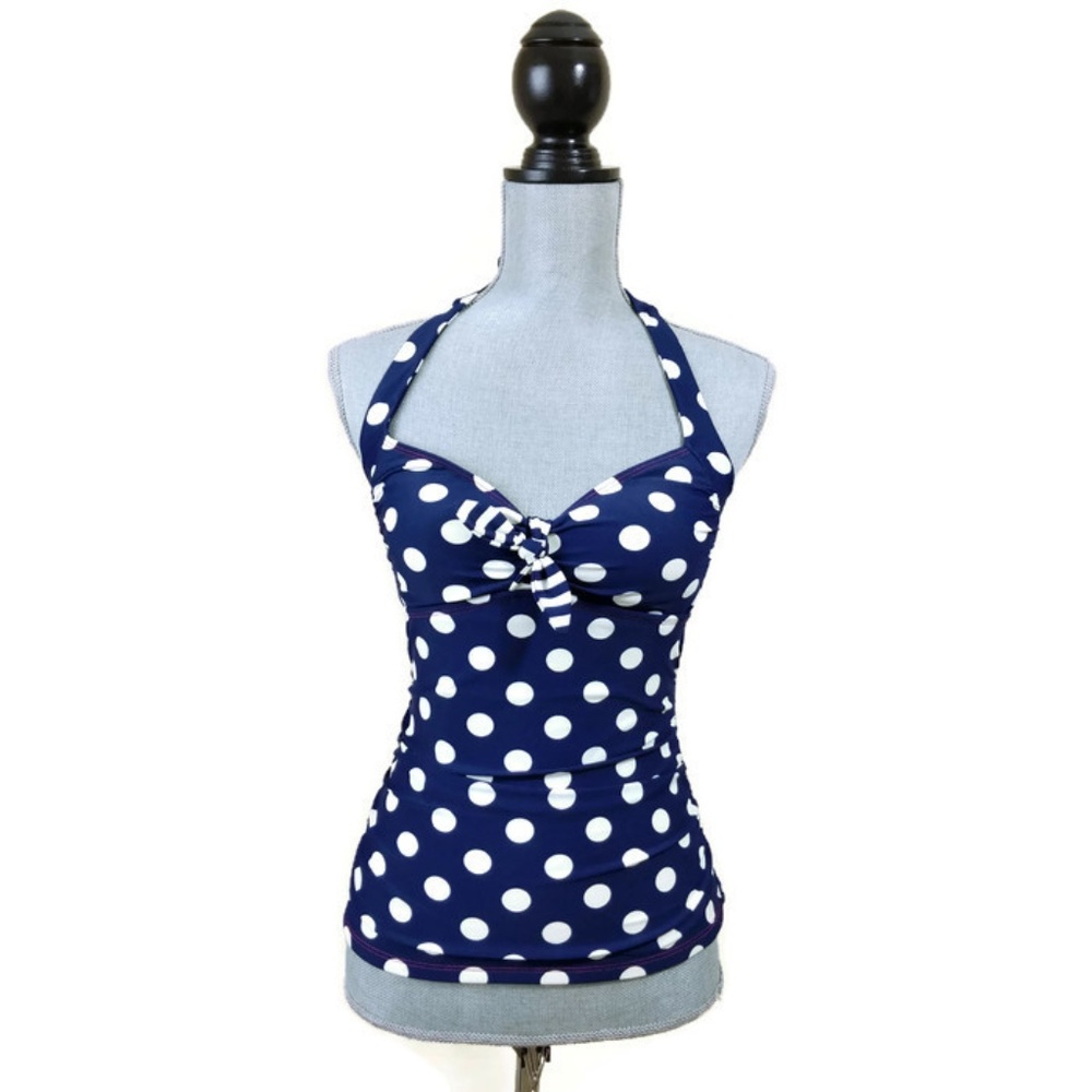 Boden Swimsuit Tankini Top  Halter Polka Dot